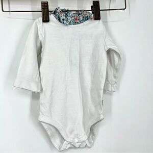 Jacadi Baby Girl White Floral Collar Long Sleeve Bodysuit 3M